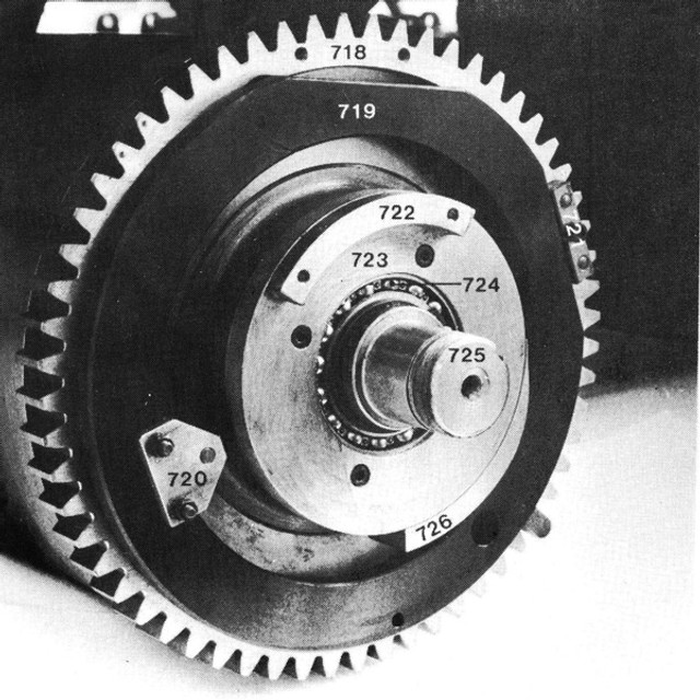 The massive cylinder and gears of a FAG Control 900. From a spare parts catalog from the late 1960ies.