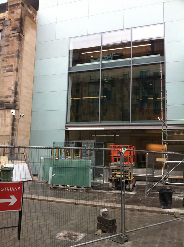 The press from outside the brand new building in 2014.